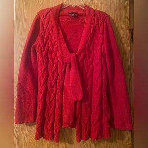 Women’s I-N-C Red Cable Knit Wrap Sweater. Size Large